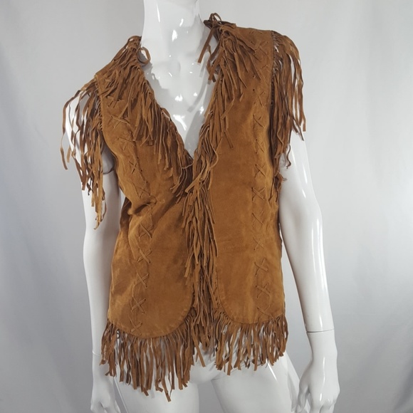 Rampage Jackets & Blazers - Vintage Tan Suede Fringe Hippie Boho Vest